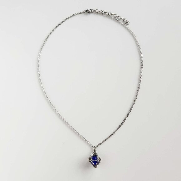 Vintage blue and silver fairy necklace with a small silver chain - Picture 5 of 11